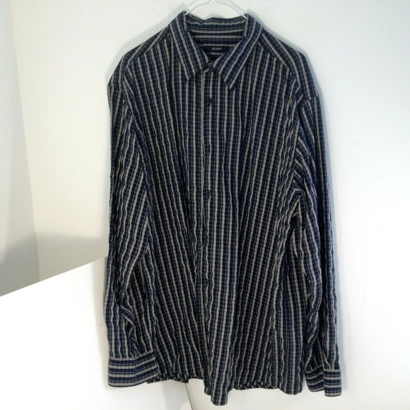Alfani Mens Multicolor Plaid Stripes Button Up Dress Shirt Size XL Modal/Poly - Picture 1 of 7